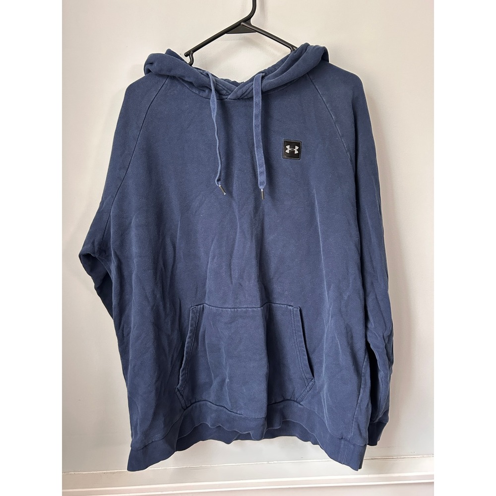 Under Armour Mens 3XL Blue Rival Fleece Pullover Hoodie Raglan Sleeve Logo Patch